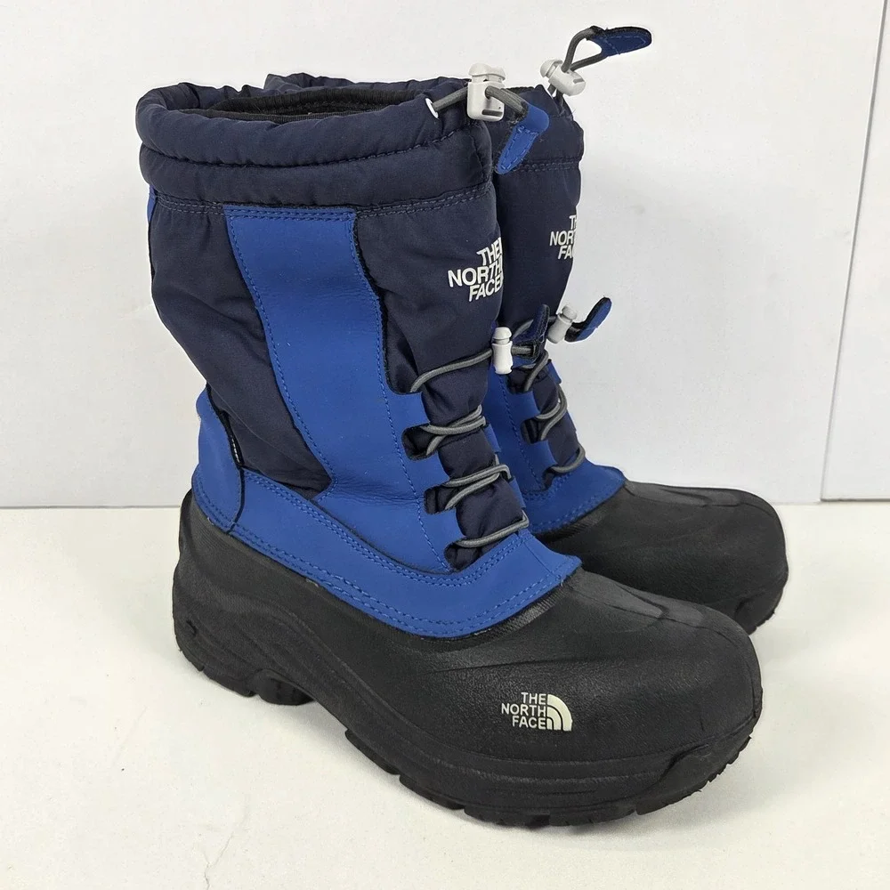 The North Face Boys Snow Boots Blue/Black Drawstring Rubber Sole US 5  EU 37